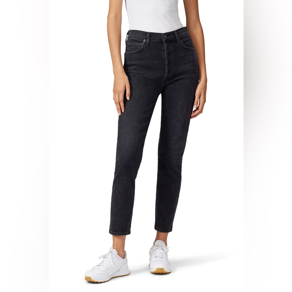 AGOLDE Virtue Nico High Rise Button Fly Black Skinny Jeans Sz 26